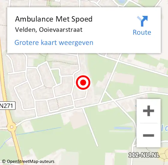 Locatie op kaart van de 112 melding: Ambulance Met Spoed Naar Velden, Ooievaarstraat op 24 januari 2024 19:01