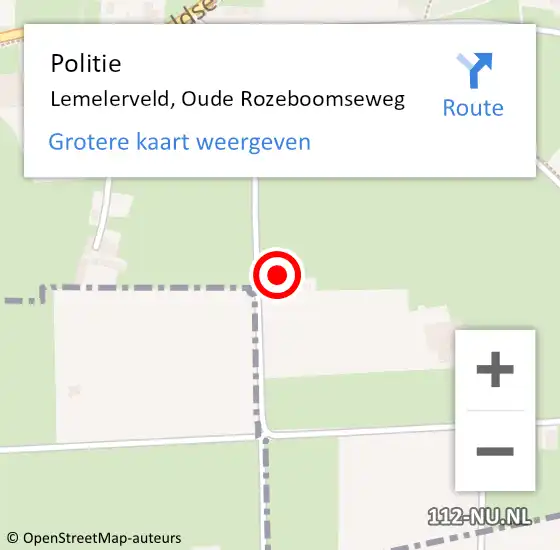 Locatie op kaart van de 112 melding: Politie Lemelerveld, Oude Rozeboomseweg op 24 januari 2024 19:51