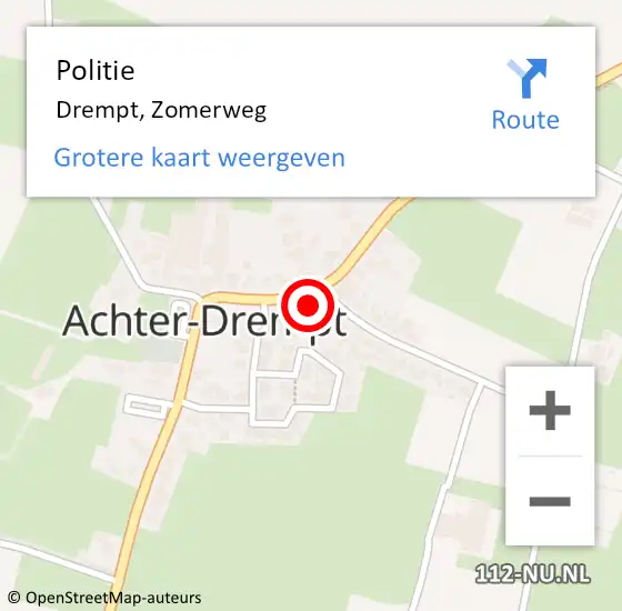 Locatie op kaart van de 112 melding: Politie Drempt, Zomerweg op 24 januari 2024 20:33