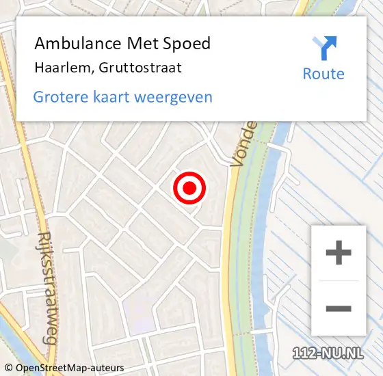 Locatie op kaart van de 112 melding: Ambulance Met Spoed Naar Haarlem, Gruttostraat op 24 januari 2024 20:33