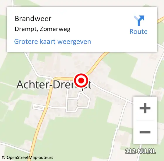 Locatie op kaart van de 112 melding: Brandweer Drempt, Zomerweg op 24 januari 2024 21:08