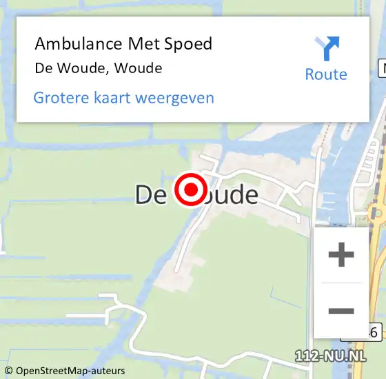 Locatie op kaart van de 112 melding: Ambulance Met Spoed Naar De Woude, Woude op 24 januari 2024 21:41