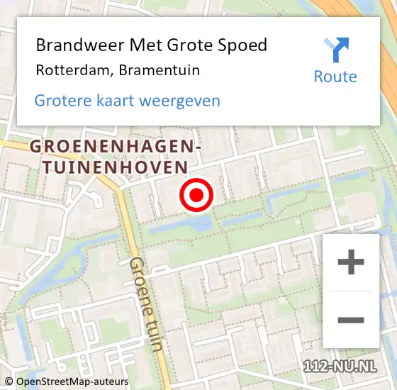 Locatie op kaart van de 112 melding: Brandweer Met Grote Spoed Naar Rotterdam, Bramentuin op 24 januari 2024 23:13