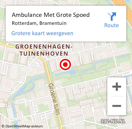 Locatie op kaart van de 112 melding: Ambulance Met Grote Spoed Naar Rotterdam, Bramentuin op 24 januari 2024 23:18