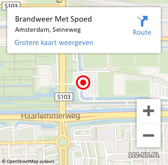 Locatie op kaart van de 112 melding: Brandweer Met Spoed Naar Amsterdam, Seineweg op 25 januari 2024 00:20
