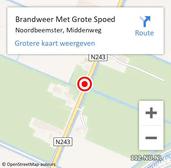 Locatie op kaart van de 112 melding: Brandweer Met Grote Spoed Naar Noordbeemster, Middenweg op 25 januari 2024 02:00