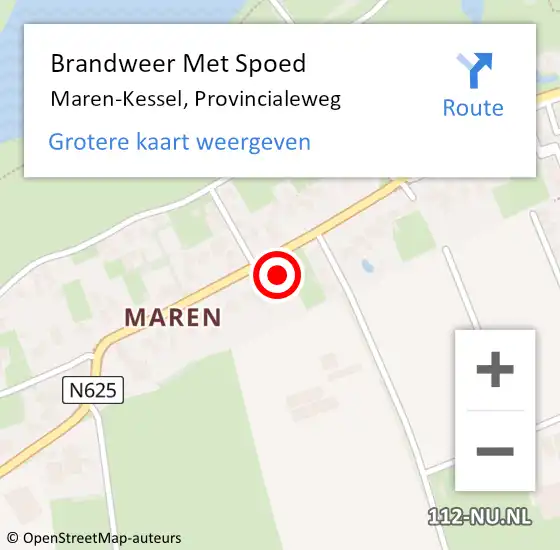 Locatie op kaart van de 112 melding: Brandweer Met Spoed Naar Maren-Kessel, Provincialeweg op 25 januari 2024 02:16