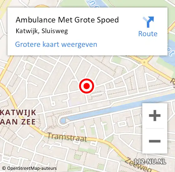 Locatie op kaart van de 112 melding: Ambulance Met Grote Spoed Naar Katwijk, Sluisweg op 25 januari 2024 04:11