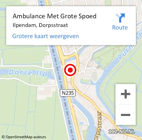Locatie op kaart van de 112 melding: Ambulance Met Grote Spoed Naar Ilpendam, Dorpsstraat op 25 januari 2024 04:20