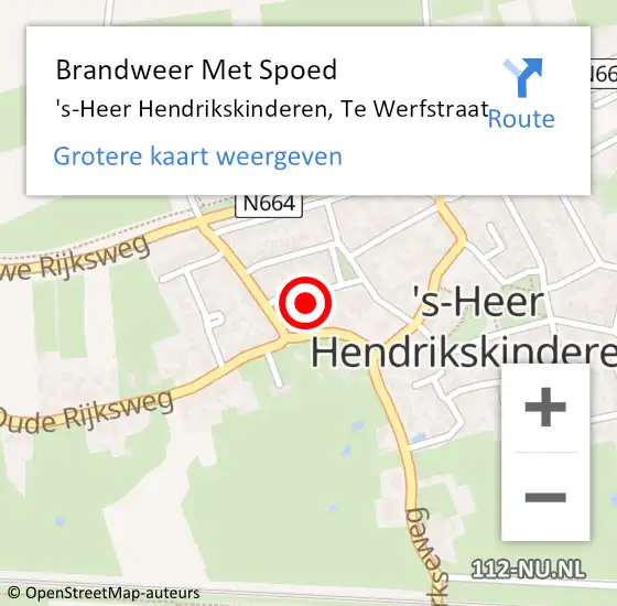 Locatie op kaart van de 112 melding: Brandweer Met Spoed Naar 's-Heer Hendrikskinderen, Te Werfstraat op 25 januari 2024 04:30