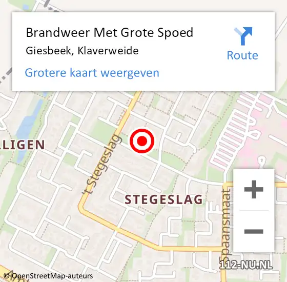 Locatie op kaart van de 112 melding: Brandweer Met Grote Spoed Naar Giesbeek, Klaverweide op 25 januari 2024 05:14