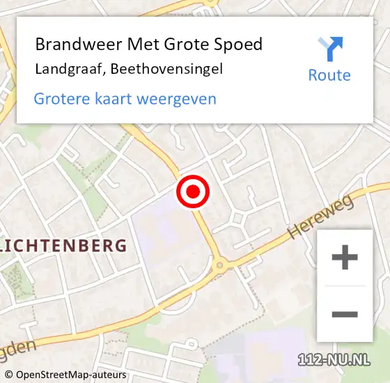 Locatie op kaart van de 112 melding: Brandweer Met Grote Spoed Naar Landgraaf, Beethovensingel op 25 januari 2024 07:01