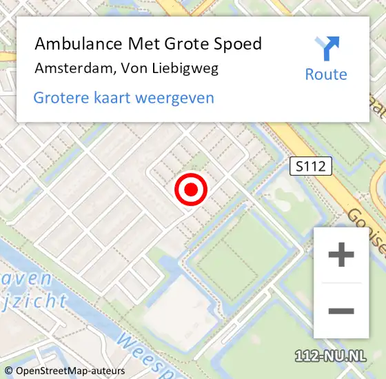 Locatie op kaart van de 112 melding: Ambulance Met Grote Spoed Naar Amsterdam, Von Liebigweg op 25 januari 2024 07:08