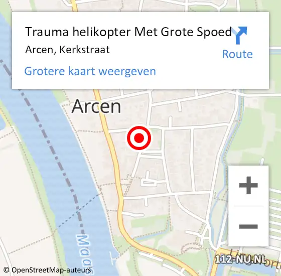 Locatie op kaart van de 112 melding: Trauma helikopter Met Grote Spoed Naar Arcen, Kerkstraat op 25 januari 2024 08:29