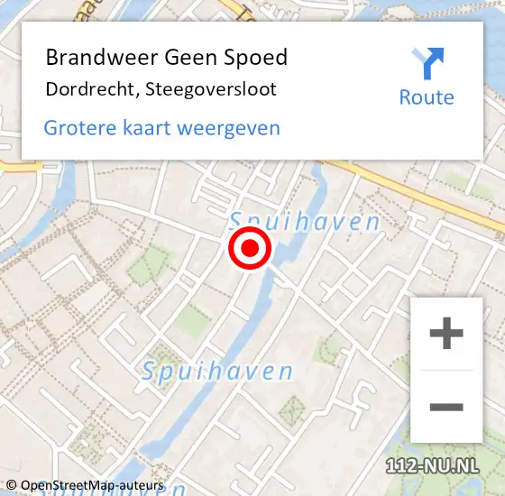 Locatie op kaart van de 112 melding: Brandweer Geen Spoed Naar Dordrecht, Steegoversloot op 25 januari 2024 08:31