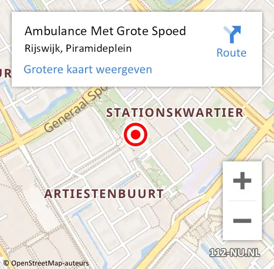 Locatie op kaart van de 112 melding: Ambulance Met Grote Spoed Naar Rijswijk, Piramideplein op 25 januari 2024 08:50