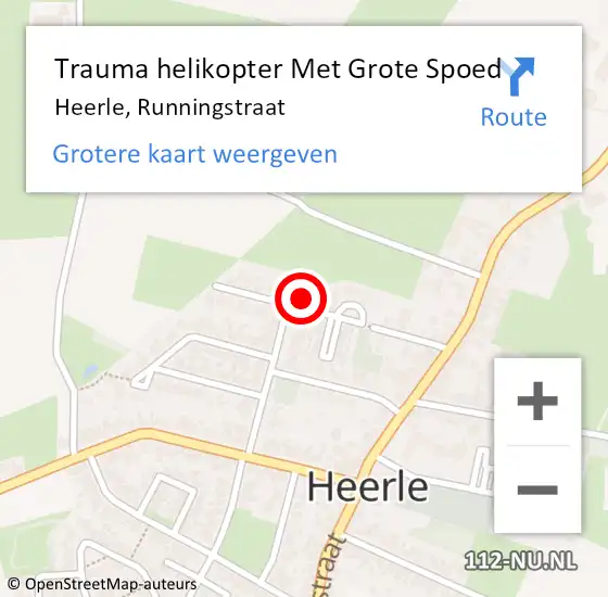 Locatie op kaart van de 112 melding: Trauma helikopter Met Grote Spoed Naar Heerle, Runningstraat op 25 januari 2024 09:08