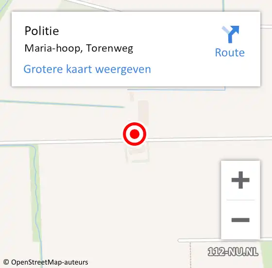 Locatie op kaart van de 112 melding: Politie Maria-hoop, Torenweg op 25 januari 2024 09:16