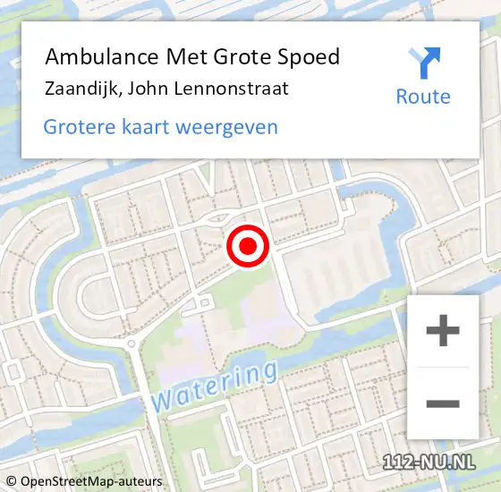 Locatie op kaart van de 112 melding: Ambulance Met Grote Spoed Naar Zaandijk, John Lennonstraat op 25 januari 2024 09:50