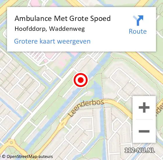 Locatie op kaart van de 112 melding: Ambulance Met Grote Spoed Naar Hoofddorp, Waddenweg op 25 januari 2024 09:57