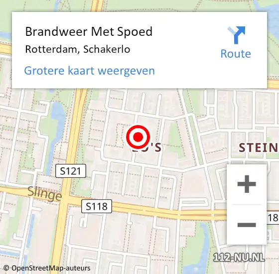 Locatie op kaart van de 112 melding: Brandweer Met Spoed Naar Rotterdam, Schakerlo op 25 januari 2024 10:46