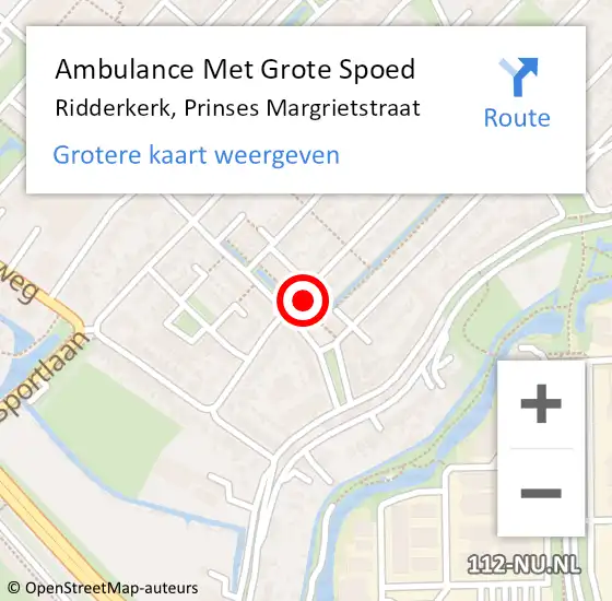 Locatie op kaart van de 112 melding: Ambulance Met Grote Spoed Naar Ridderkerk, Prinses Margrietstraat op 25 januari 2024 10:48