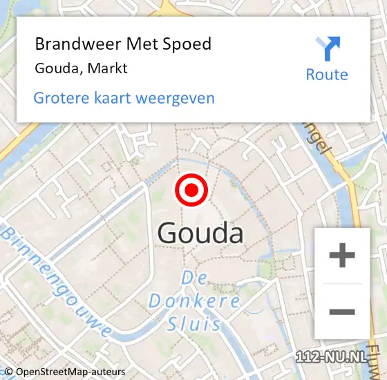 Locatie op kaart van de 112 melding: Brandweer Met Spoed Naar Gouda, Markt op 25 januari 2024 11:12