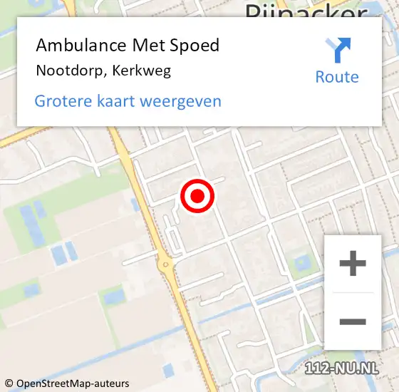 Locatie op kaart van de 112 melding: Ambulance Met Spoed Naar Nootdorp, Kerkweg op 25 januari 2024 11:28
