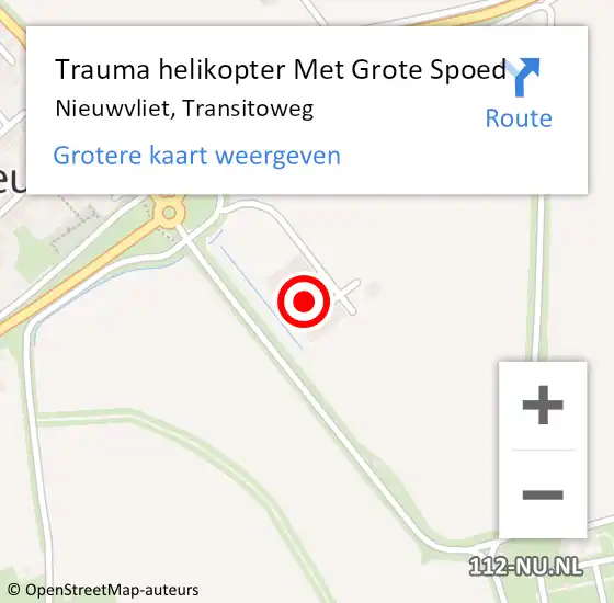 Locatie op kaart van de 112 melding: Trauma helikopter Met Grote Spoed Naar Nieuwvliet, Transitoweg op 25 januari 2024 12:01