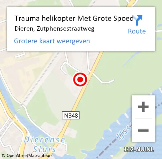 Locatie op kaart van de 112 melding: Trauma helikopter Met Grote Spoed Naar Dieren, Zutphensestraatweg op 25 januari 2024 12:26