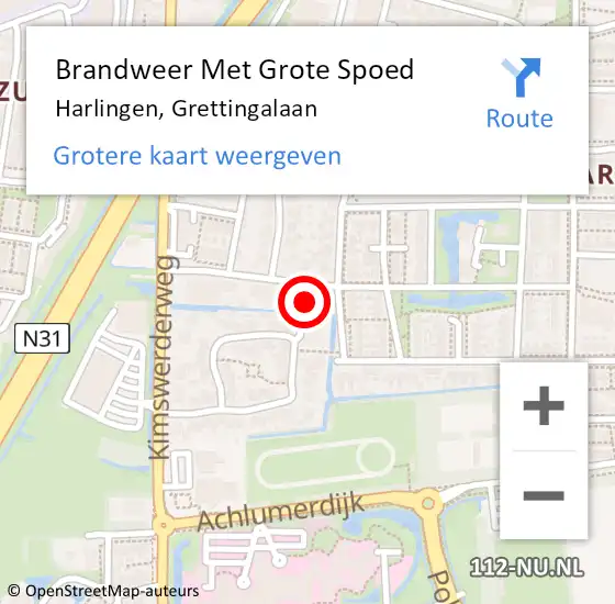 Locatie op kaart van de 112 melding: Brandweer Met Grote Spoed Naar Harlingen, Grettingalaan op 25 januari 2024 12:33