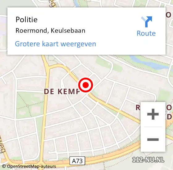 Locatie op kaart van de 112 melding: Politie Roermond, Keulsebaan op 25 januari 2024 12:40
