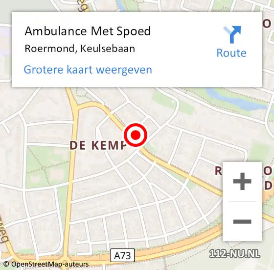 Locatie op kaart van de 112 melding: Ambulance Met Spoed Naar Roermond, Keulsebaan op 25 januari 2024 12:46