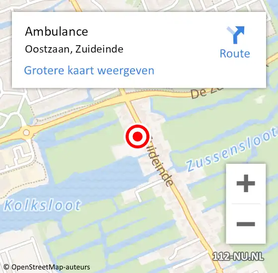Locatie op kaart van de 112 melding: Ambulance Oostzaan, Zuideinde op 25 januari 2024 13:20