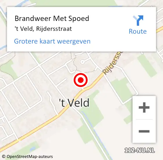Locatie op kaart van de 112 melding: Brandweer Met Spoed Naar 't Veld, Rijdersstraat op 25 januari 2024 13:49