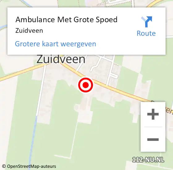 Locatie op kaart van de 112 melding: Ambulance Met Grote Spoed Naar Zuidveen op 25 januari 2024 14:16