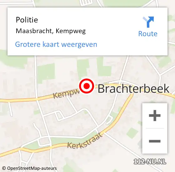 Locatie op kaart van de 112 melding: Politie Maasbracht, Kempweg op 25 januari 2024 14:34