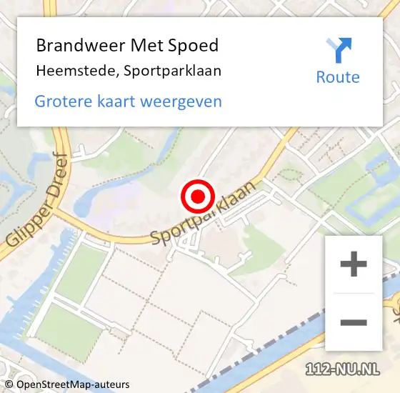 Locatie op kaart van de 112 melding: Brandweer Met Spoed Naar Heemstede, Sportparklaan op 25 januari 2024 15:00