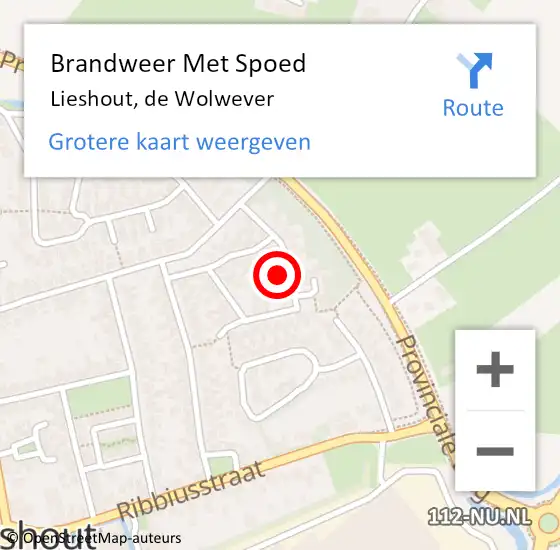 Locatie op kaart van de 112 melding: Brandweer Met Spoed Naar Lieshout, de Wolwever op 25 januari 2024 15:19