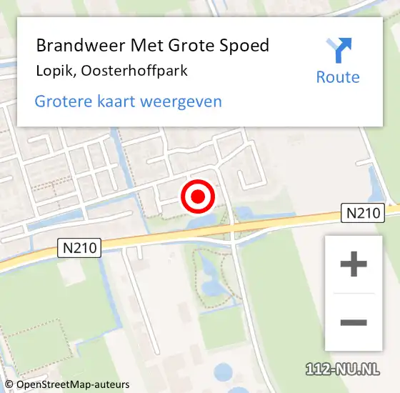 Locatie op kaart van de 112 melding: Brandweer Met Grote Spoed Naar Lopik, Oosterhoffpark op 25 januari 2024 15:48