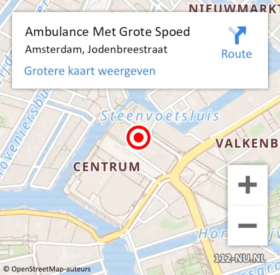 Locatie op kaart van de 112 melding: Ambulance Met Grote Spoed Naar Amsterdam, Jodenbreestraat op 25 januari 2024 15:56