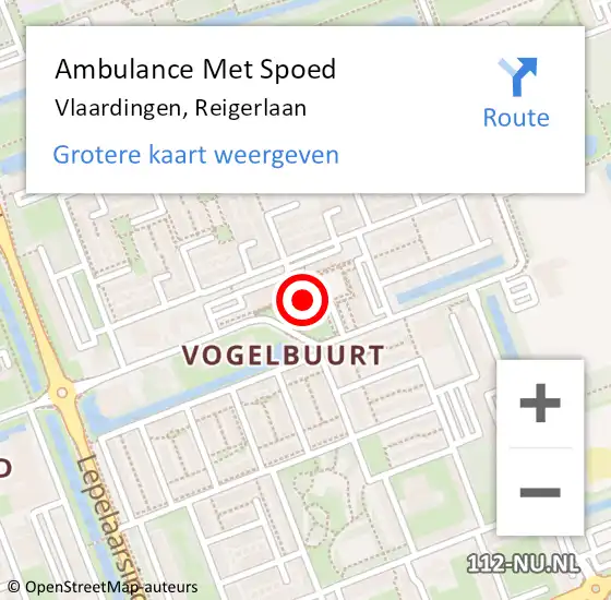 Locatie op kaart van de 112 melding: Ambulance Met Spoed Naar Vlaardingen, Reigerlaan op 25 januari 2024 16:05