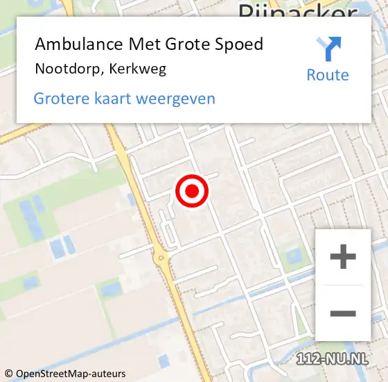 Locatie op kaart van de 112 melding: Ambulance Met Grote Spoed Naar Nootdorp, Kerkweg op 25 januari 2024 16:12