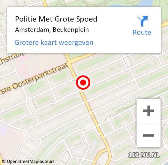 Locatie op kaart van de 112 melding: Politie Met Grote Spoed Naar Amsterdam, Beukenplein op 25 januari 2024 16:40