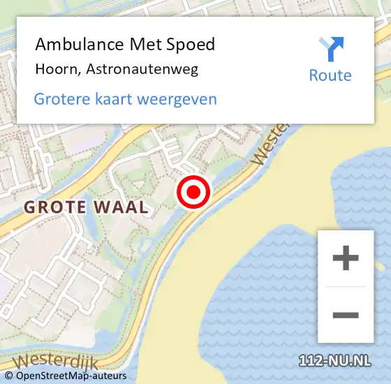 Locatie op kaart van de 112 melding: Ambulance Met Spoed Naar Hoorn, Astronautenweg op 25 januari 2024 17:00