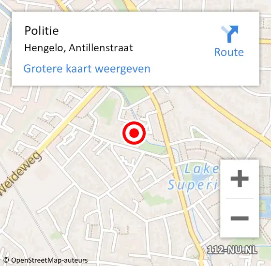 Locatie op kaart van de 112 melding: Politie Hengelo, Antillenstraat op 25 januari 2024 17:15