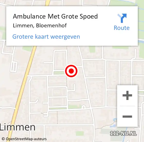 Locatie op kaart van de 112 melding: Ambulance Met Grote Spoed Naar Limmen, Bloemenhof op 25 januari 2024 17:25