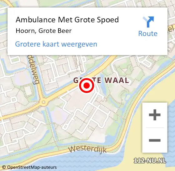 Locatie op kaart van de 112 melding: Ambulance Met Grote Spoed Naar Hoorn, Grote Beer op 25 januari 2024 18:30