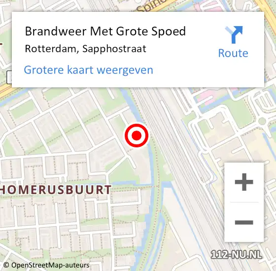Locatie op kaart van de 112 melding: Brandweer Met Grote Spoed Naar Rotterdam, Sapphostraat op 25 januari 2024 19:11