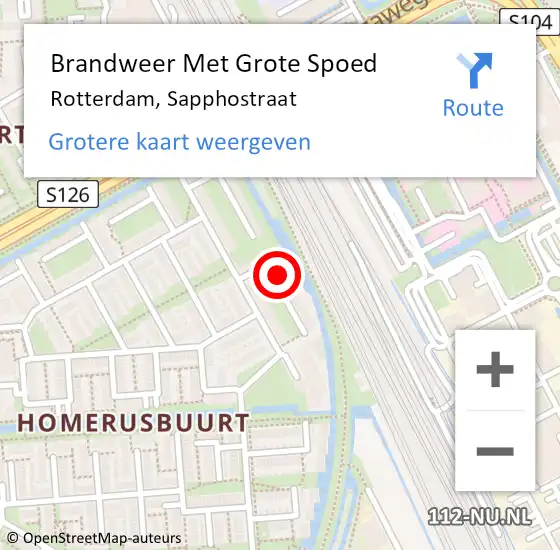 Locatie op kaart van de 112 melding: Brandweer Met Grote Spoed Naar Rotterdam, Sapphostraat op 25 januari 2024 19:11